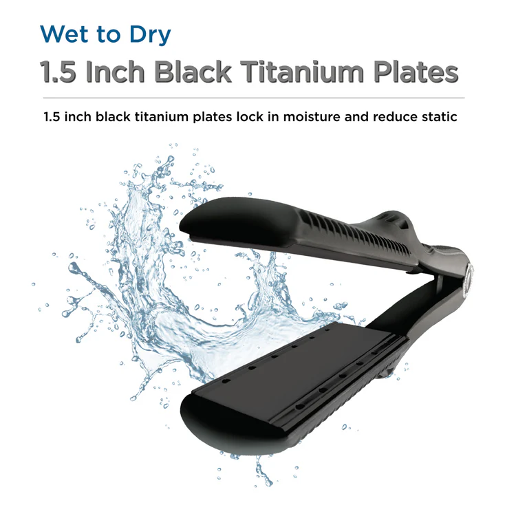 Premium Wet to Dry Black Titanium Flat Iron 1.5"