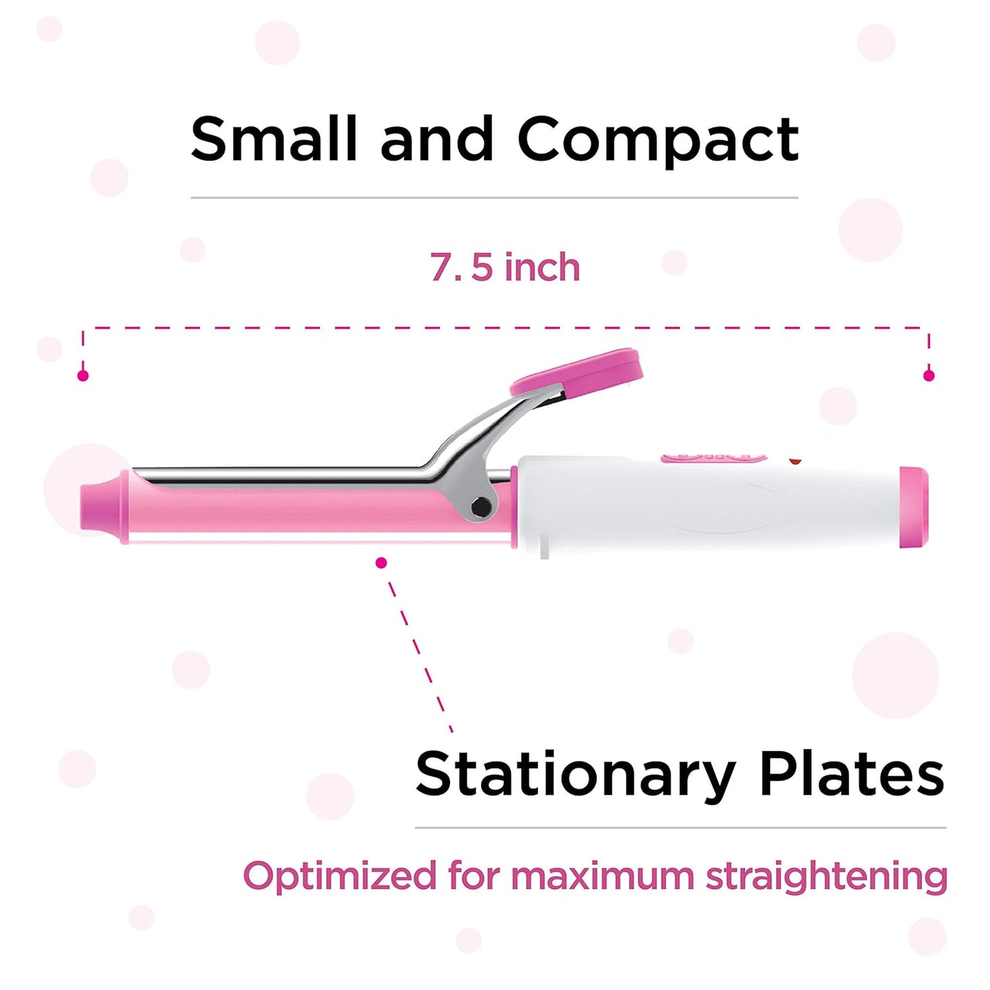 CROC Plug Detachable Mini Curler Iron, White/Pink