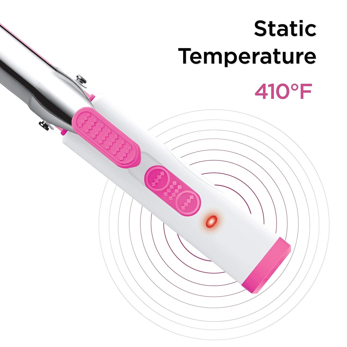 CROC Plug Detachable Mini Curler Iron, White/Pink