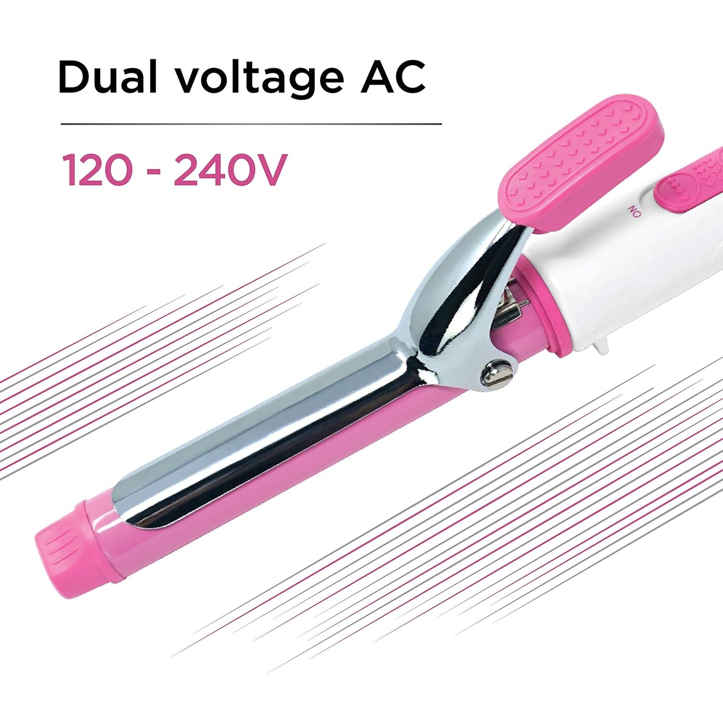 CROC Plug Detachable Mini Curler Iron, White/Pink