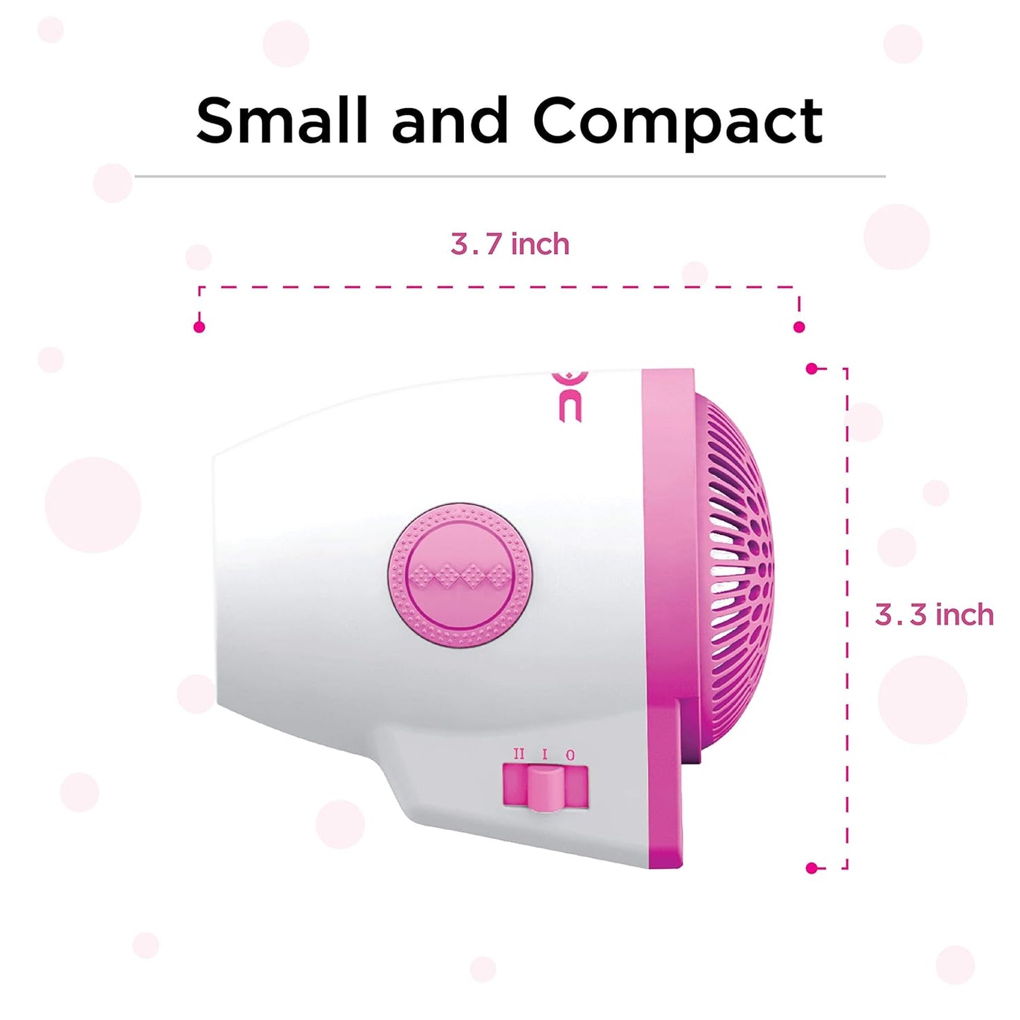 CROC Plug Detachable Mini Blow Dryer, White/Pink