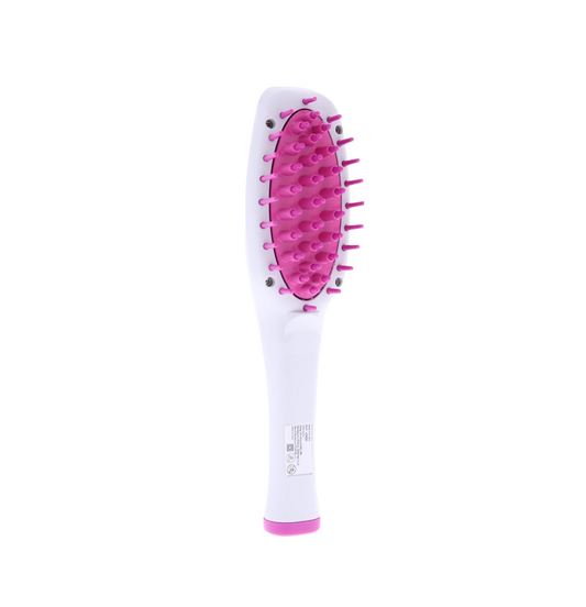 CROC Plug Mini Straightening Brush| Hair Straightener Brush with Ceramic Heating |Dual voltage (White/Pink)